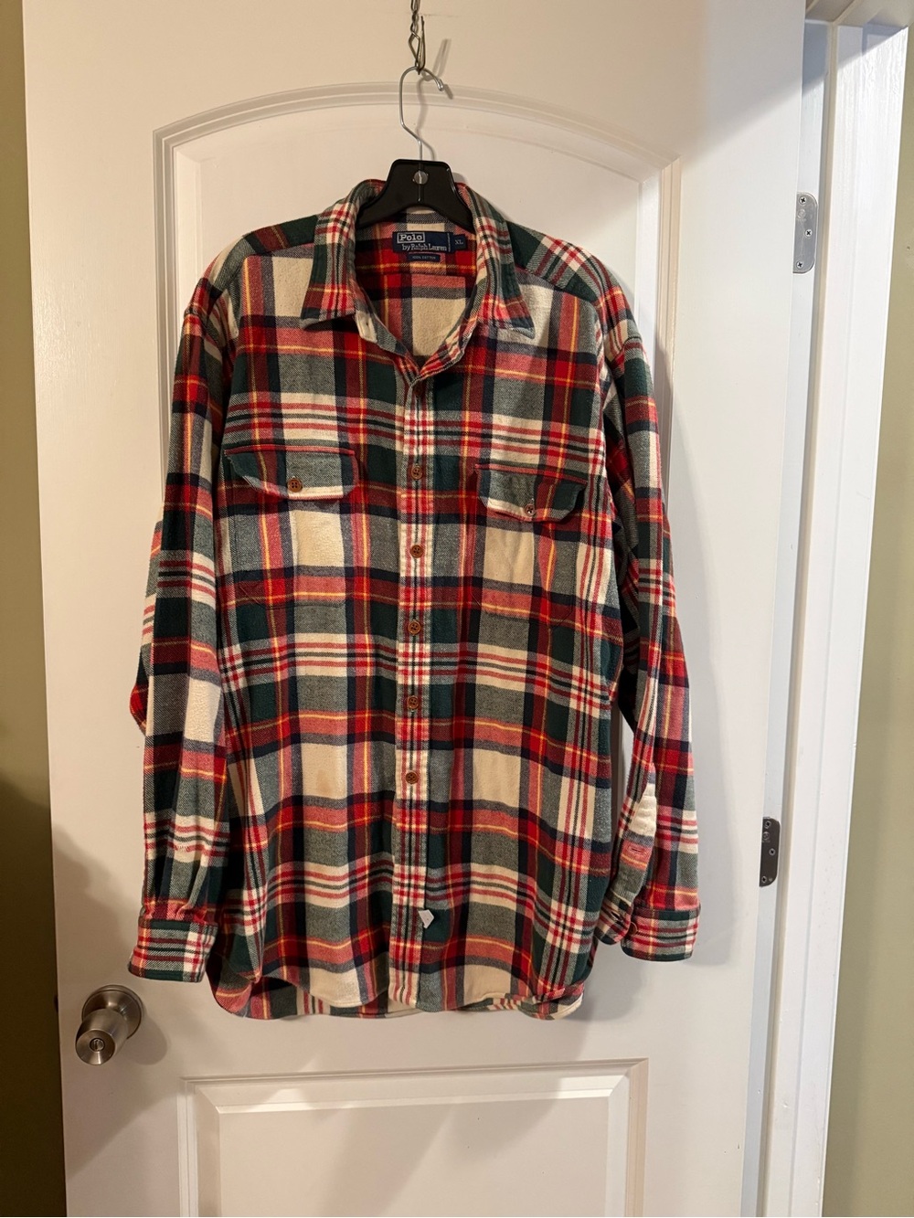 Ralph Lauren Red Green Cream Plaid Button-Down Shirt